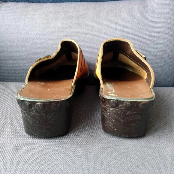 Vintage Leather Clogs Men's Size 8.5 / 9 Mules Shoes Heavy Chunky Retro Hippie - Picture 10 of 10